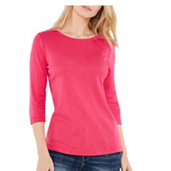 NIC+ZOE 3/4 sleeve pink boat neck tee - Large - Picture 2 of 7